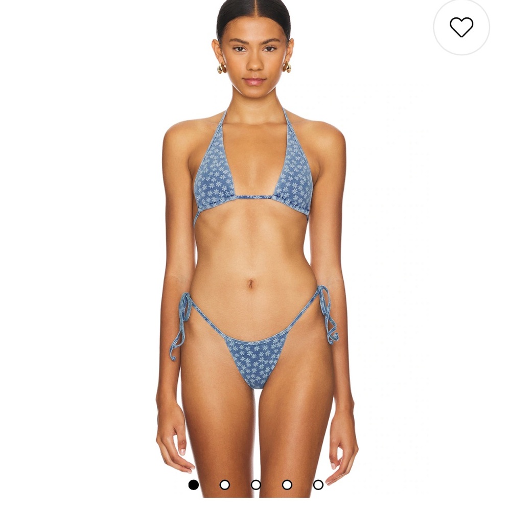Kulani Kinis Daisy denim bikini — halter and thong bottom NWOT Sold out color!